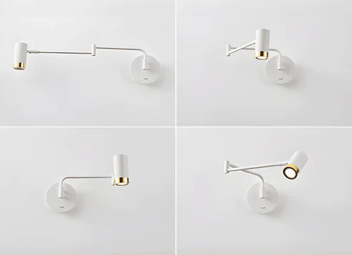 Spotlight Wall Sconce 360° Adjustable Dimmable Arm – White & Black | Qonforta