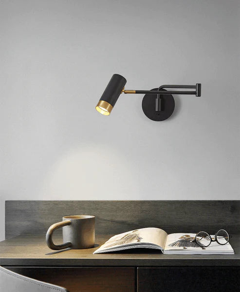 Spotlight Wall Sconce 360° Adjustable Dimmable Arm – White & Black | Qonforta