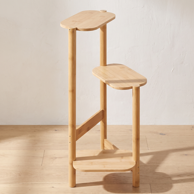 3 Tier Bamboo Corner Plant Stand, Indoor Plant Shelf, Natural or Dark Brown