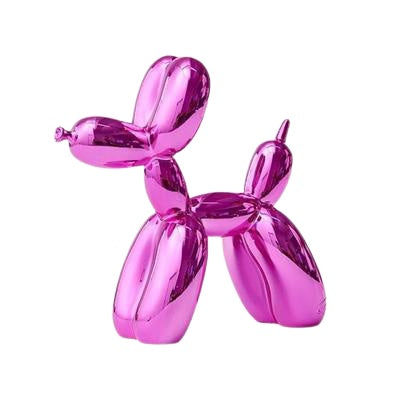 Purple glossy balloon dog sculpture on a white background