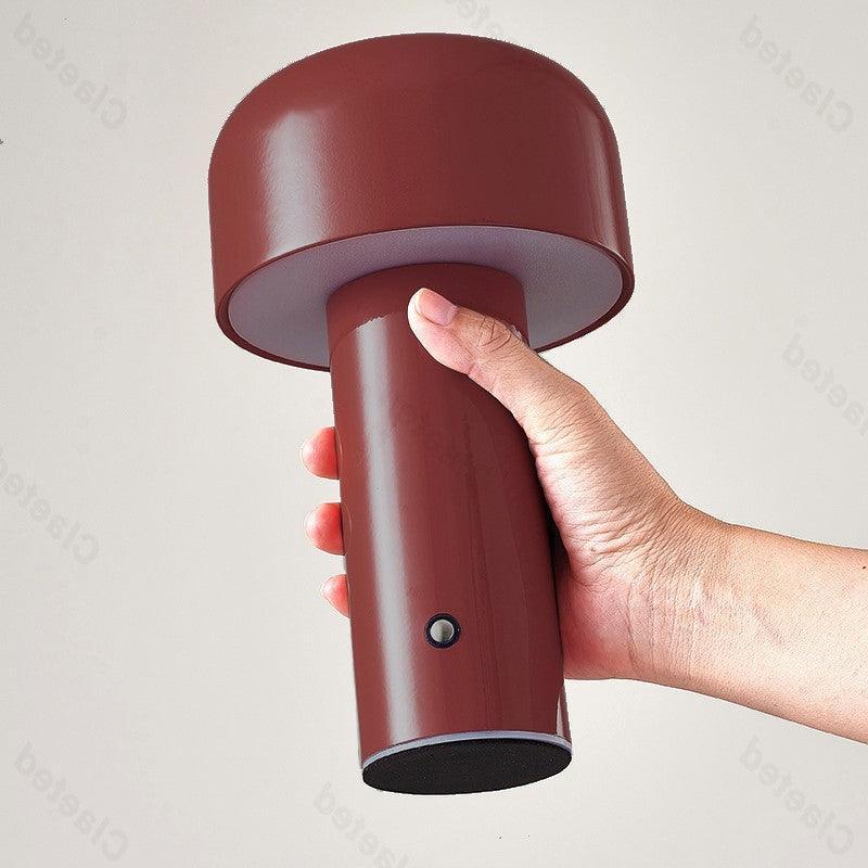 Retro Italian mushroom portable table lamp close view of the hardware detail