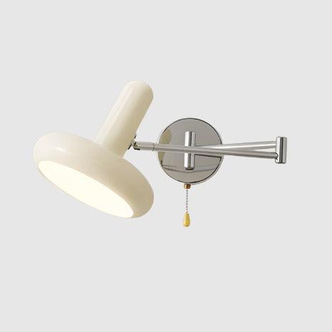 Retro Wall Sconce Adjustable Arm Pull Chain Switch All-Metal – Cream White | Qonforta