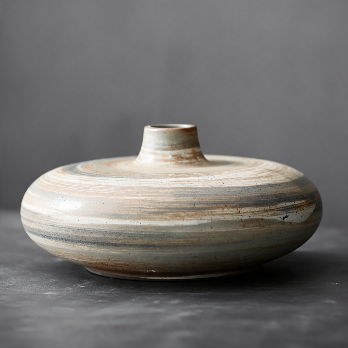 White swirl pebble bud vase in cream and brown