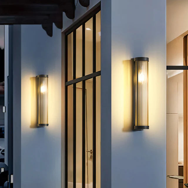 Solar Outdoor Wall Lantern Cylinder LED IP65 – 3 Sizes Black | Qonforta