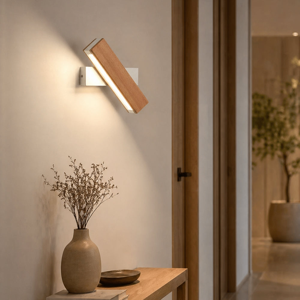 Velaro Wood LED Wall Sconce – 3 Light Colors | Qonforta