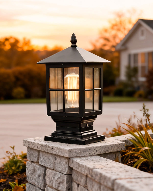 Stone Light Pillar Traditional Black Waterproof LED Light