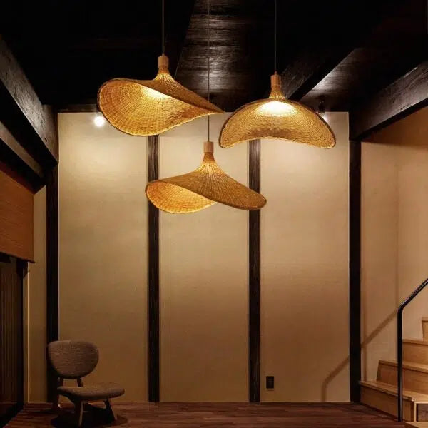 Bamboo Pendant Light Balinese Handwoven Shade – 3 Sizes | Qonforta