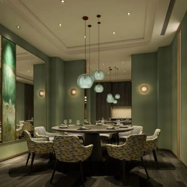 Blown Glass Pendant Light Scandinavian Globe – Green | Qonforta