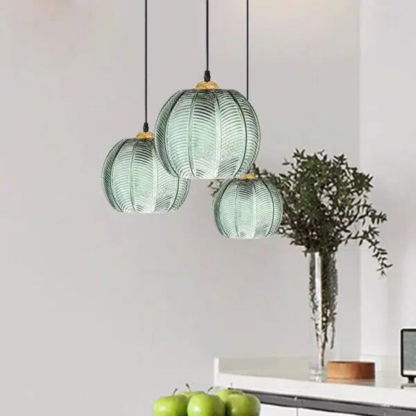 Blown Glass Pendant Light Scandinavian Globe – Green | Qonforta