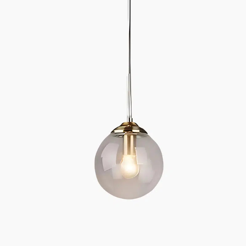 Hand-Blown Glass Globe Pendant Light Brass – Amber & Clear | Qonforta