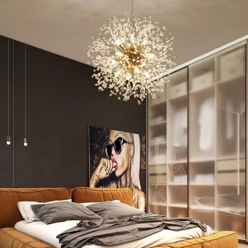 Crystal Flower Pendant Light 8-16 Light – Chrome & Gold | Qonforta