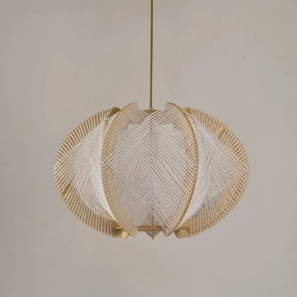Bamboo & Rope Pendant Light Boho Woven – Natural Brown | Qonforta