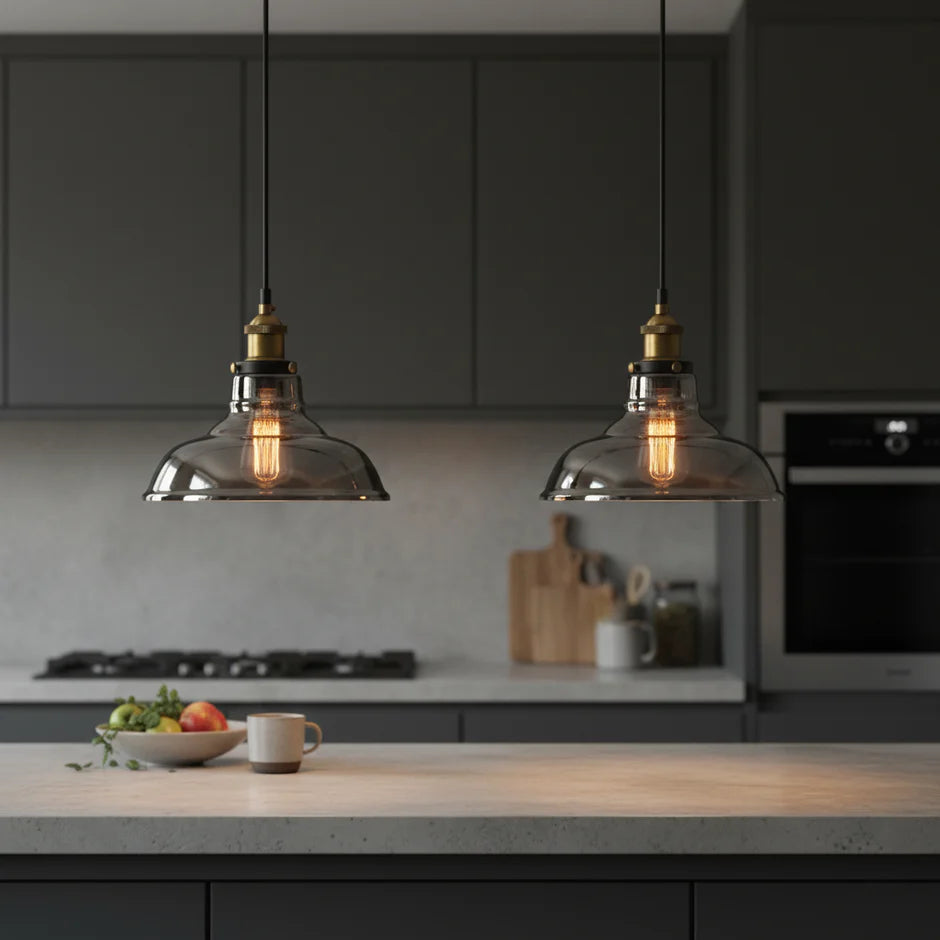 Industrial Glass Pendant Light | 3 Colors | Qonforta