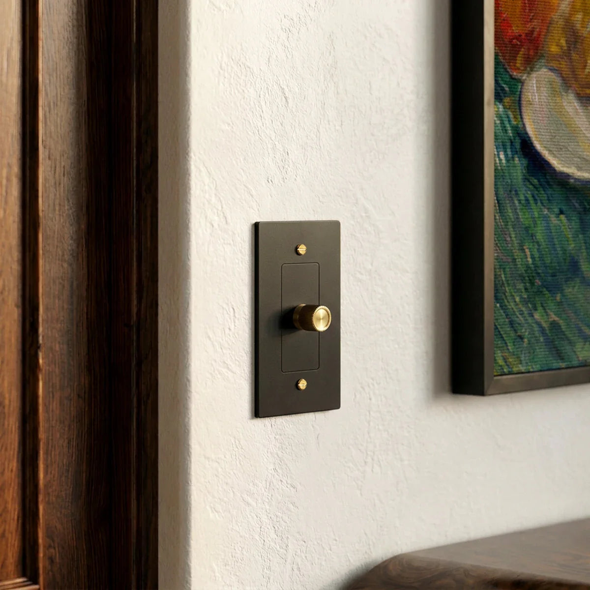 Solid Brass Dimmer Switch Knurled Grip – 7 Finishes | Qonforta