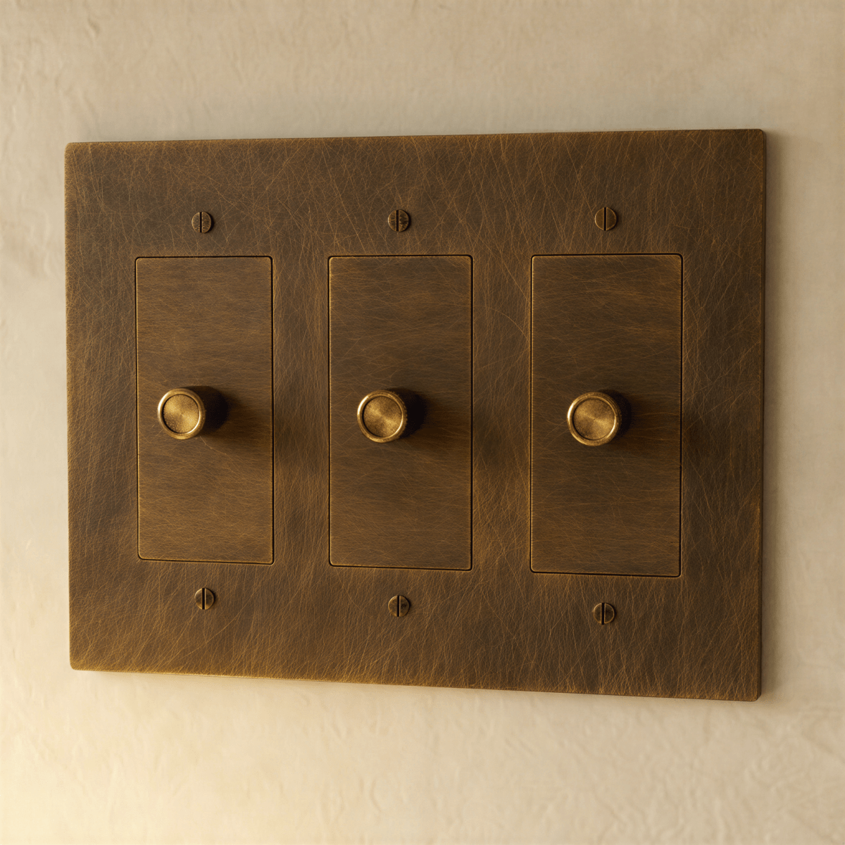 Solid Brass Dimmer Switch Knurled Grip – 7 Finishes | Qonforta