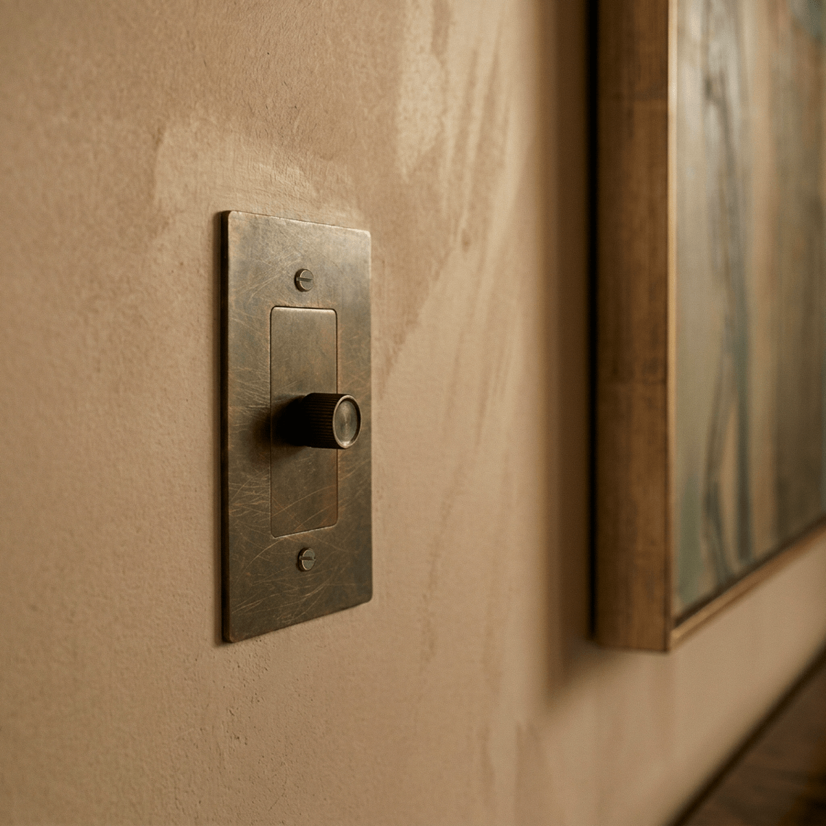 Solid Brass Dimmer Switch Knurled Grip – 7 Finishes | Qonforta