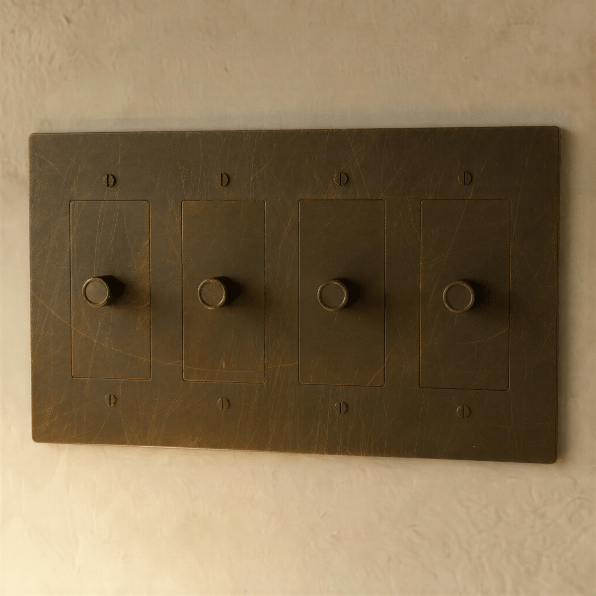 Solid Brass Dimmer Switch Knurled Grip – 7 Finishes | Qonforta