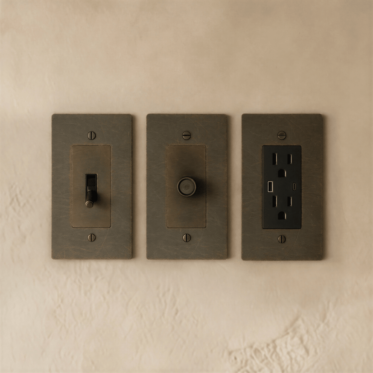Brass Switch & Outlet Sample Kit Dimmable – 7 Finishes | Qonforta