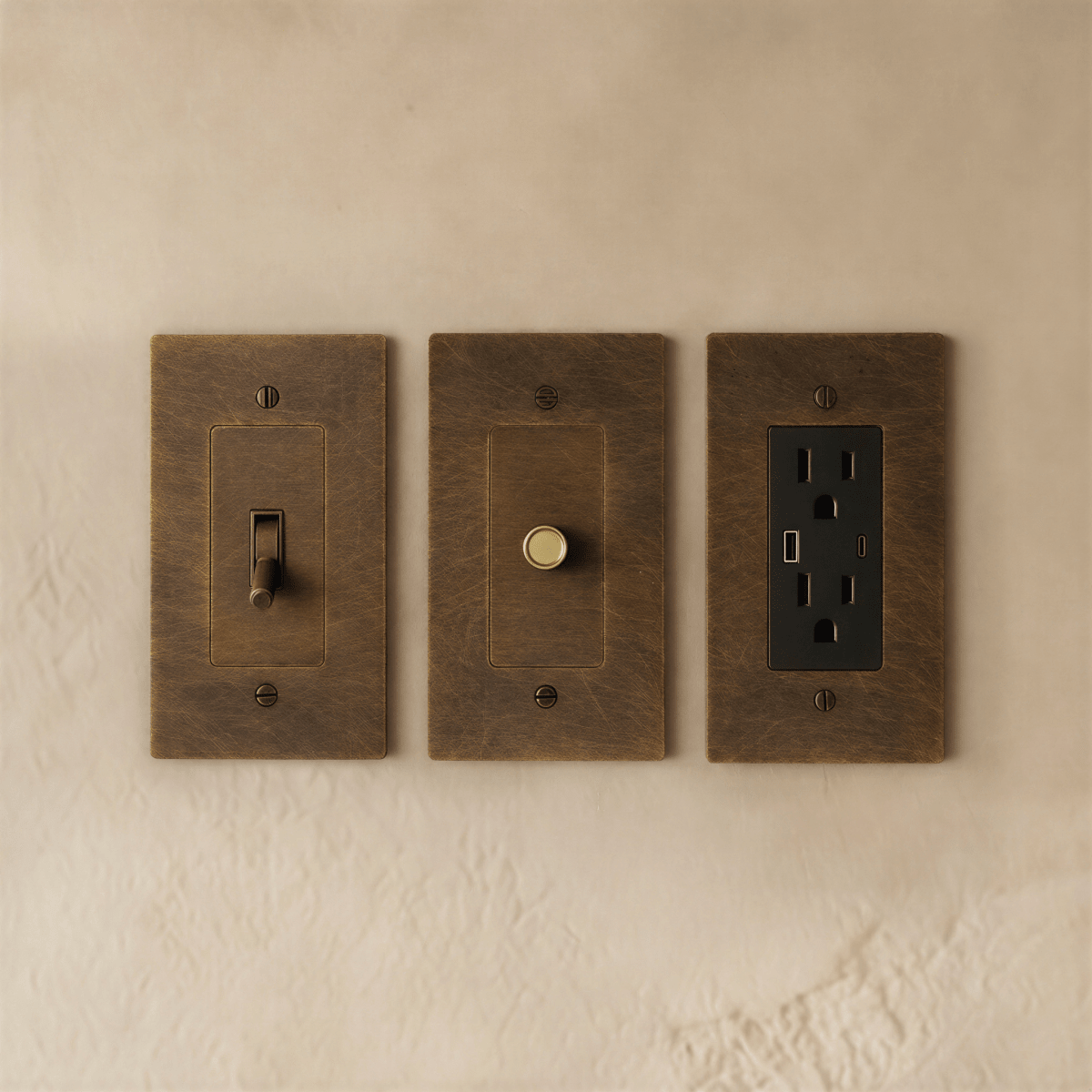 Brass Switch & Outlet Sample Kit Dimmable – 7 Finishes | Qonforta