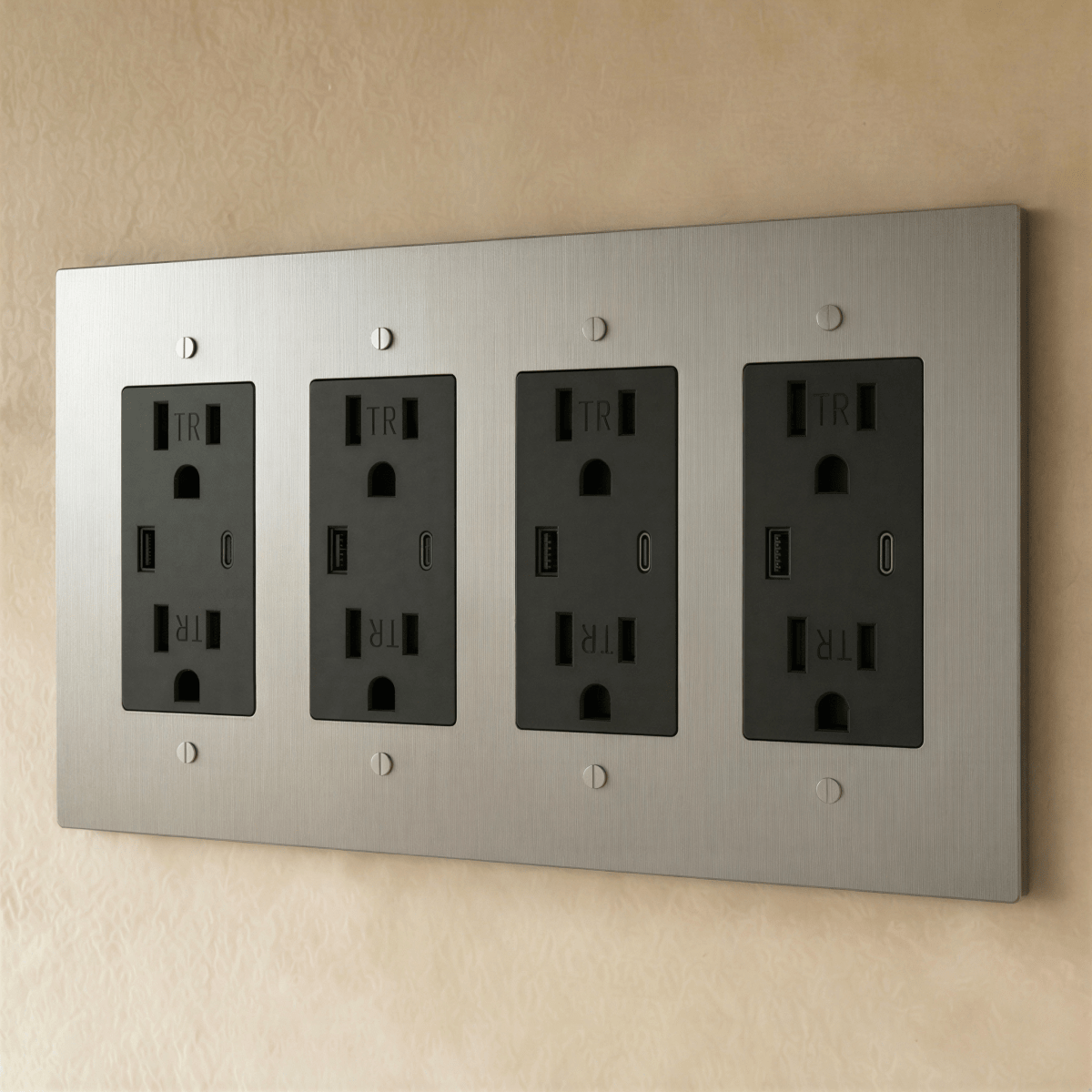 Solid Brass Wall Outlet USB-C GFCI – 7 Finishes | Qonforta