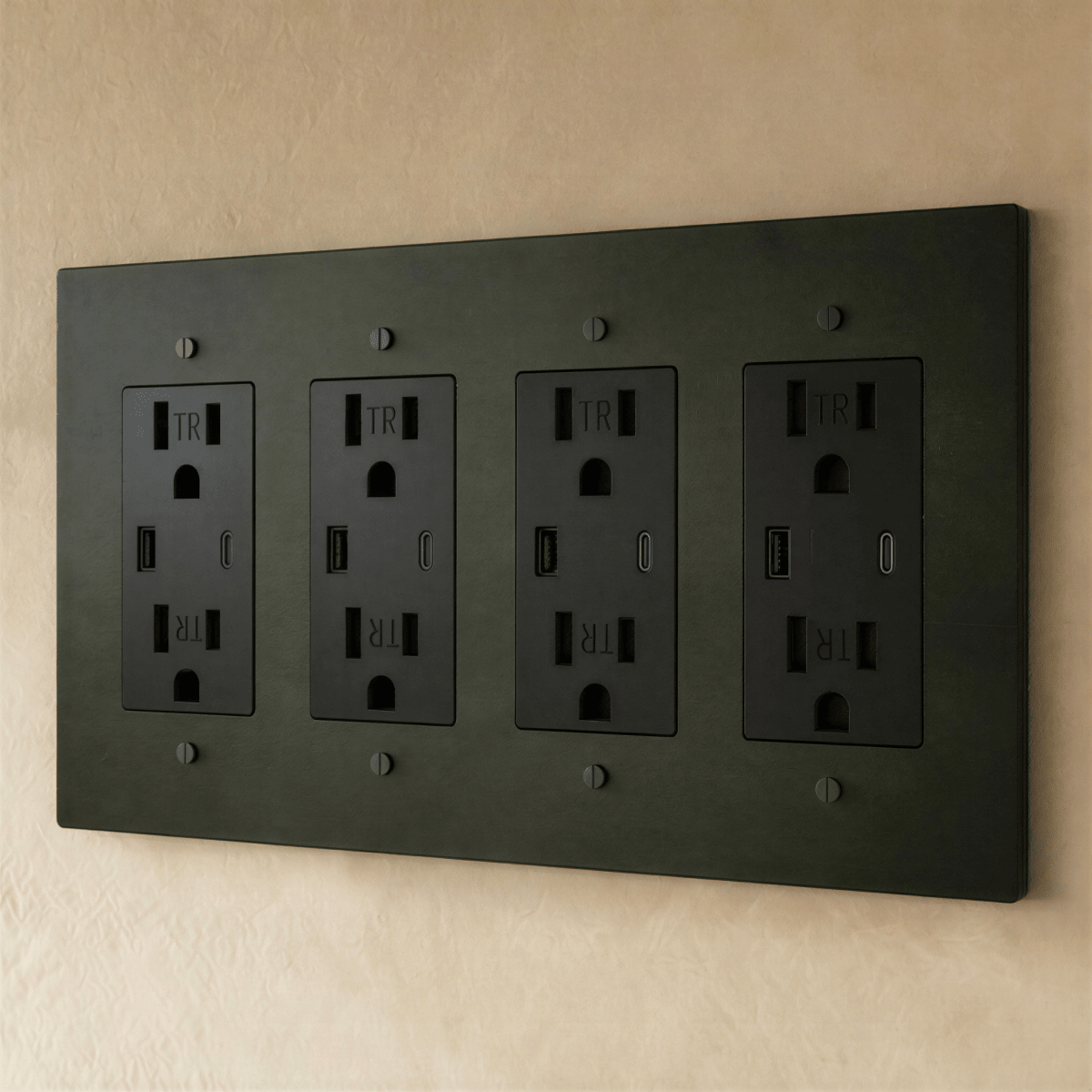 Solid Brass Wall Outlet USB-C GFCI – 7 Finishes | Qonforta