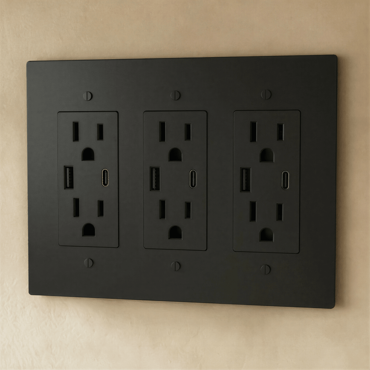 Solid Brass Wall Outlet USB-C GFCI – 7 Finishes | Qonforta
