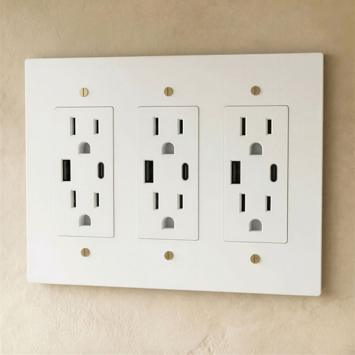 Solid Brass Wall Outlet USB-C GFCI – 7 Finishes | Qonforta