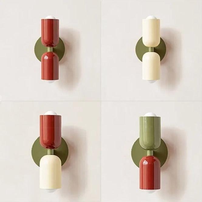 Pastel up down wall light styled with simple props in a real room