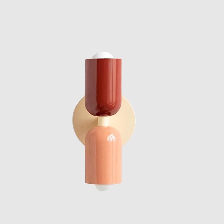 Pastel up down wall light front view on a neutral studio background